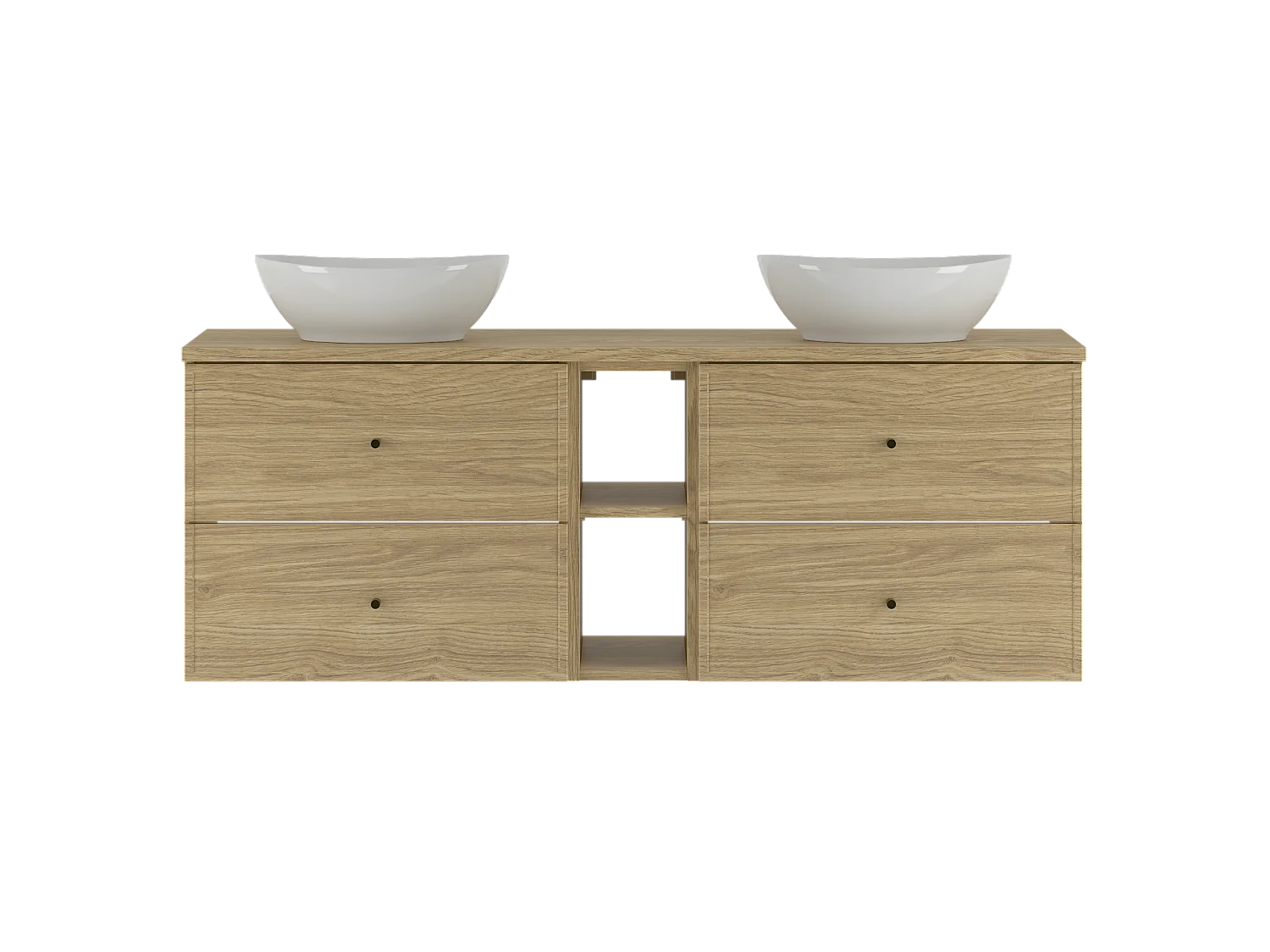 Badkamerset 140 cm Kast Rek Wastafelblad Eiken geolied Marco