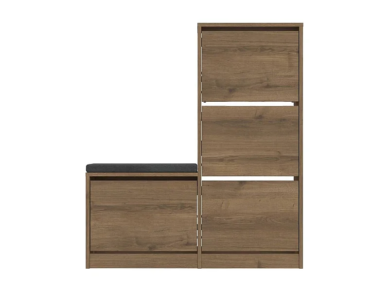 Schuhschrank Velma, 8 Paare, 26x105x119h cm Eiche Braun, Schuhregal