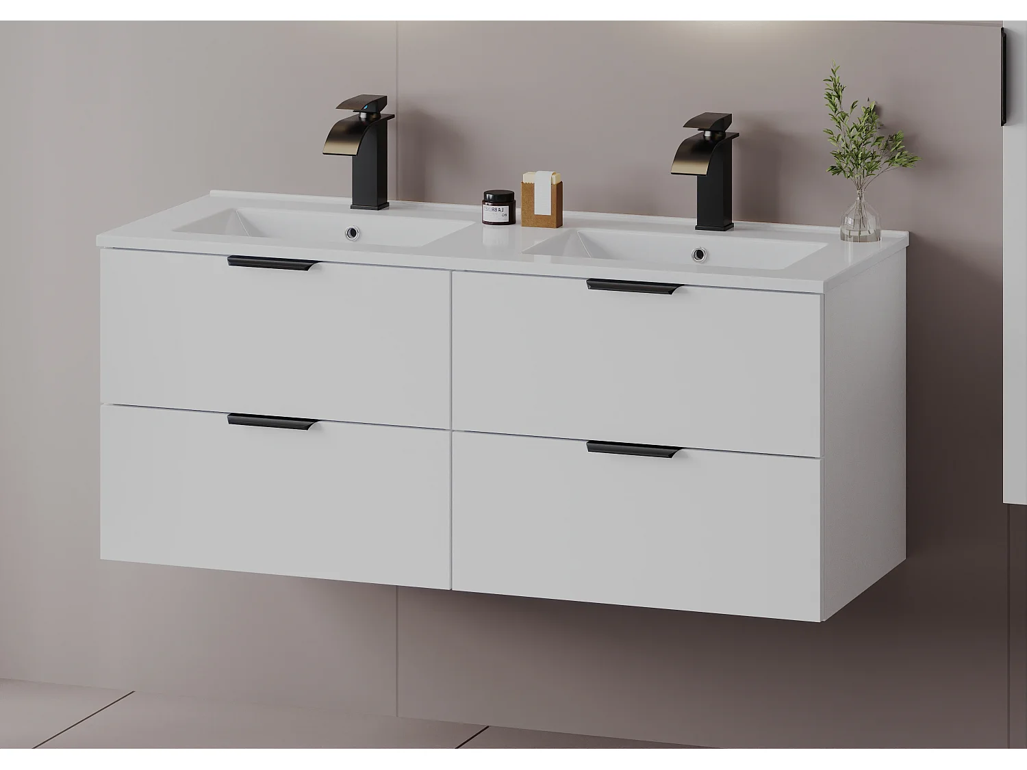 Ensemble de salle de bain blanc 120 cm Meuble avec lavabo Pile