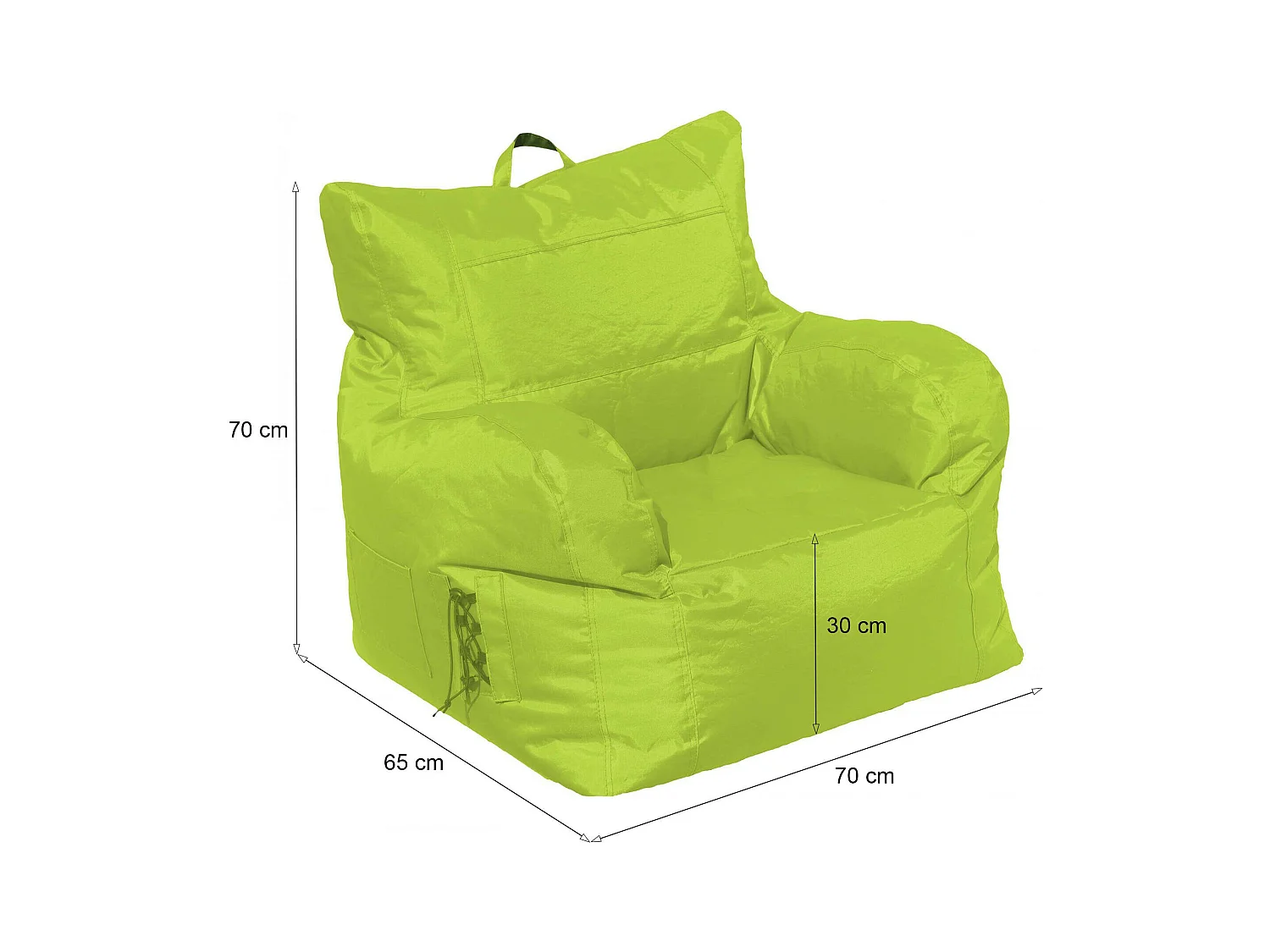 Fauteuil Obsidienne, Accoudoirs Made in Italy, Vert