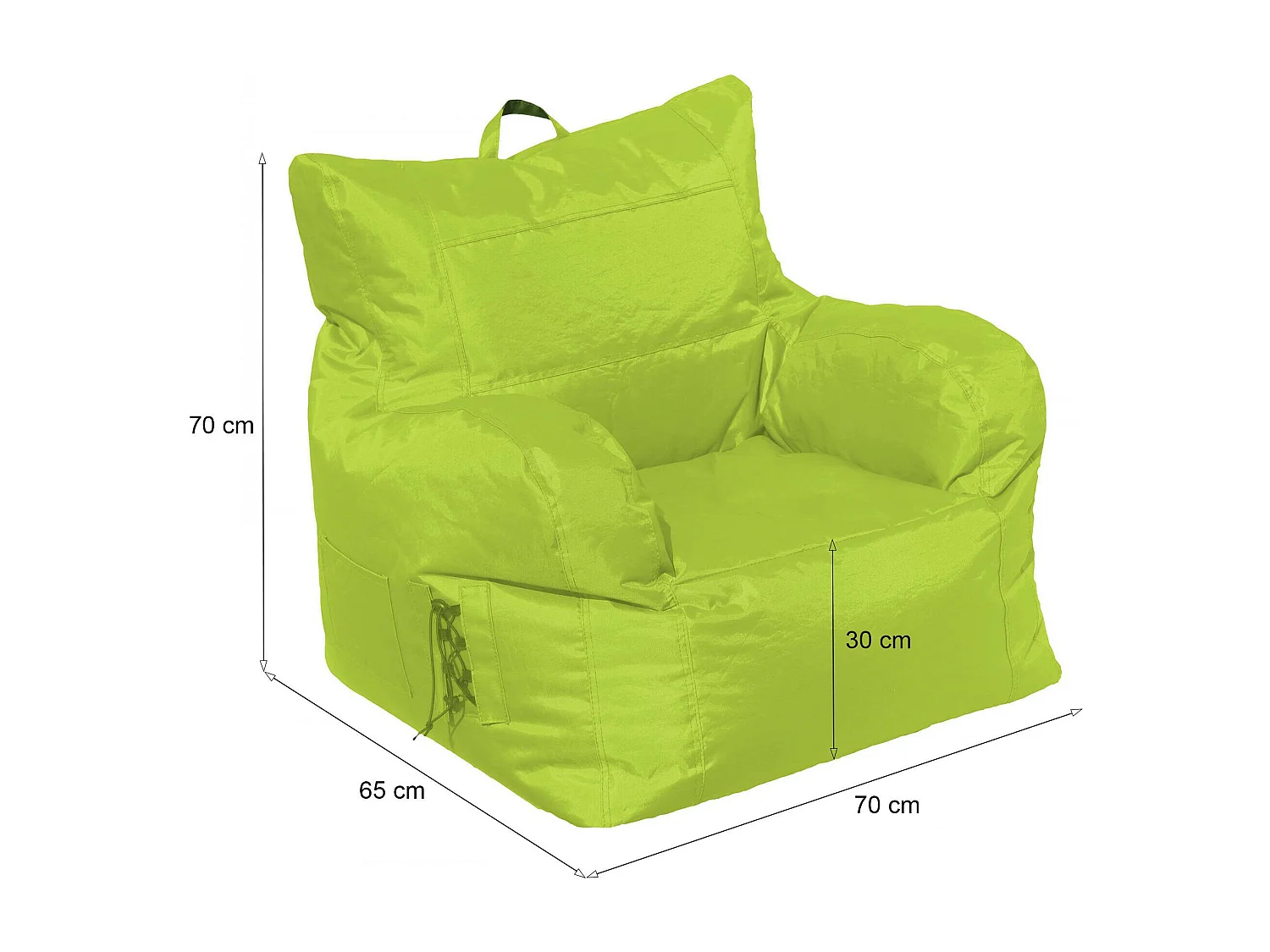 Fauteuil Obsidienne, Accoudoirs Made in Italy, Vert