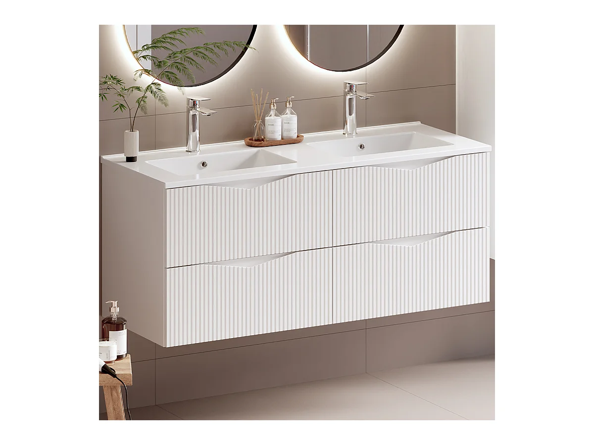 Meuble double vasque encastrée 120cm Tao Blanc