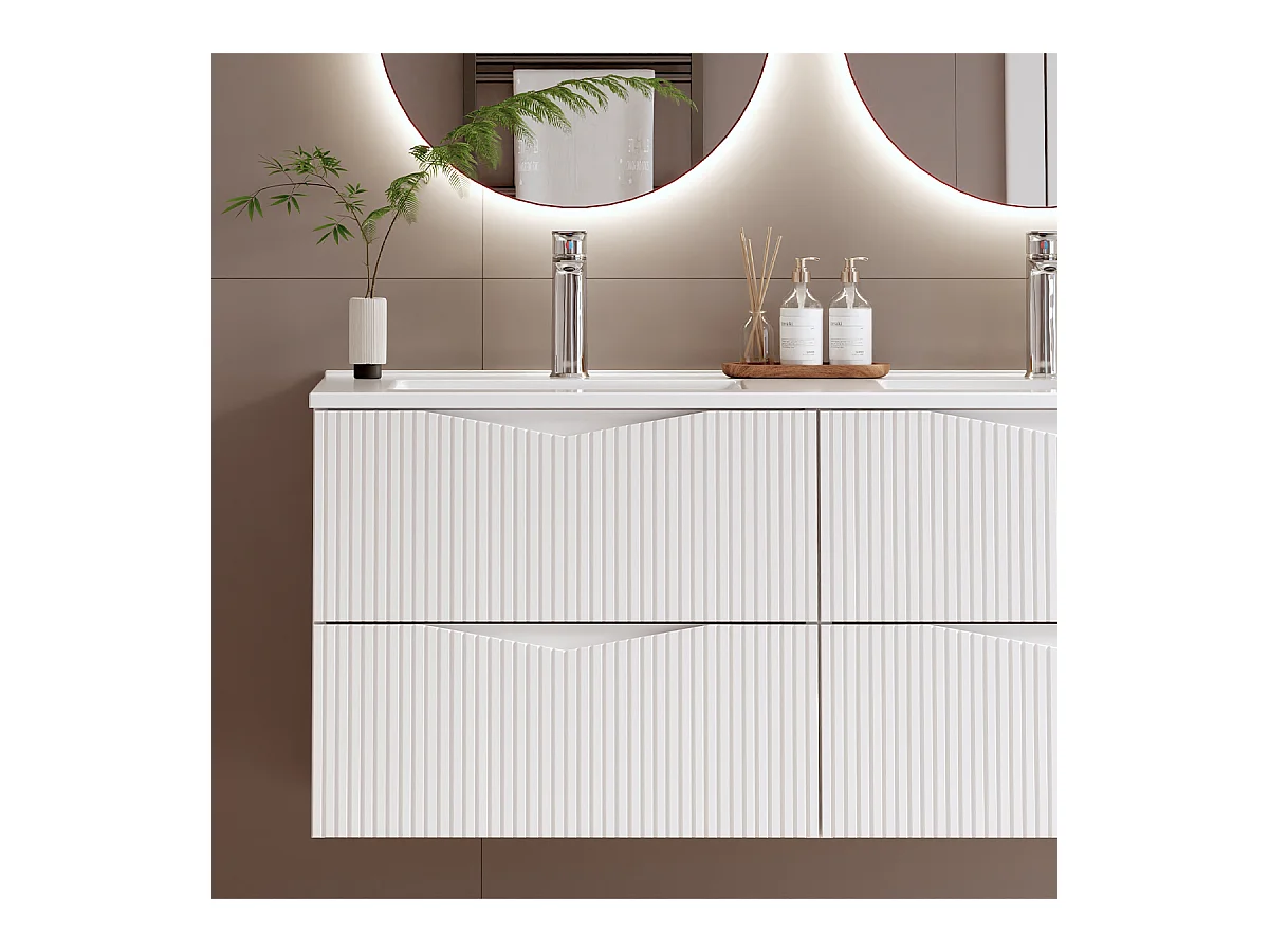 Meuble double vasque encastrée 120cm Tao Blanc
