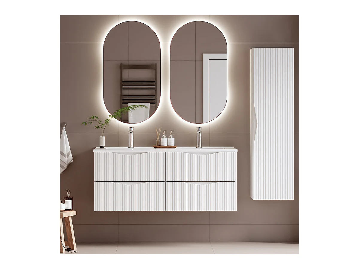 Meuble double vasque encastrée 120cm Tao Blanc