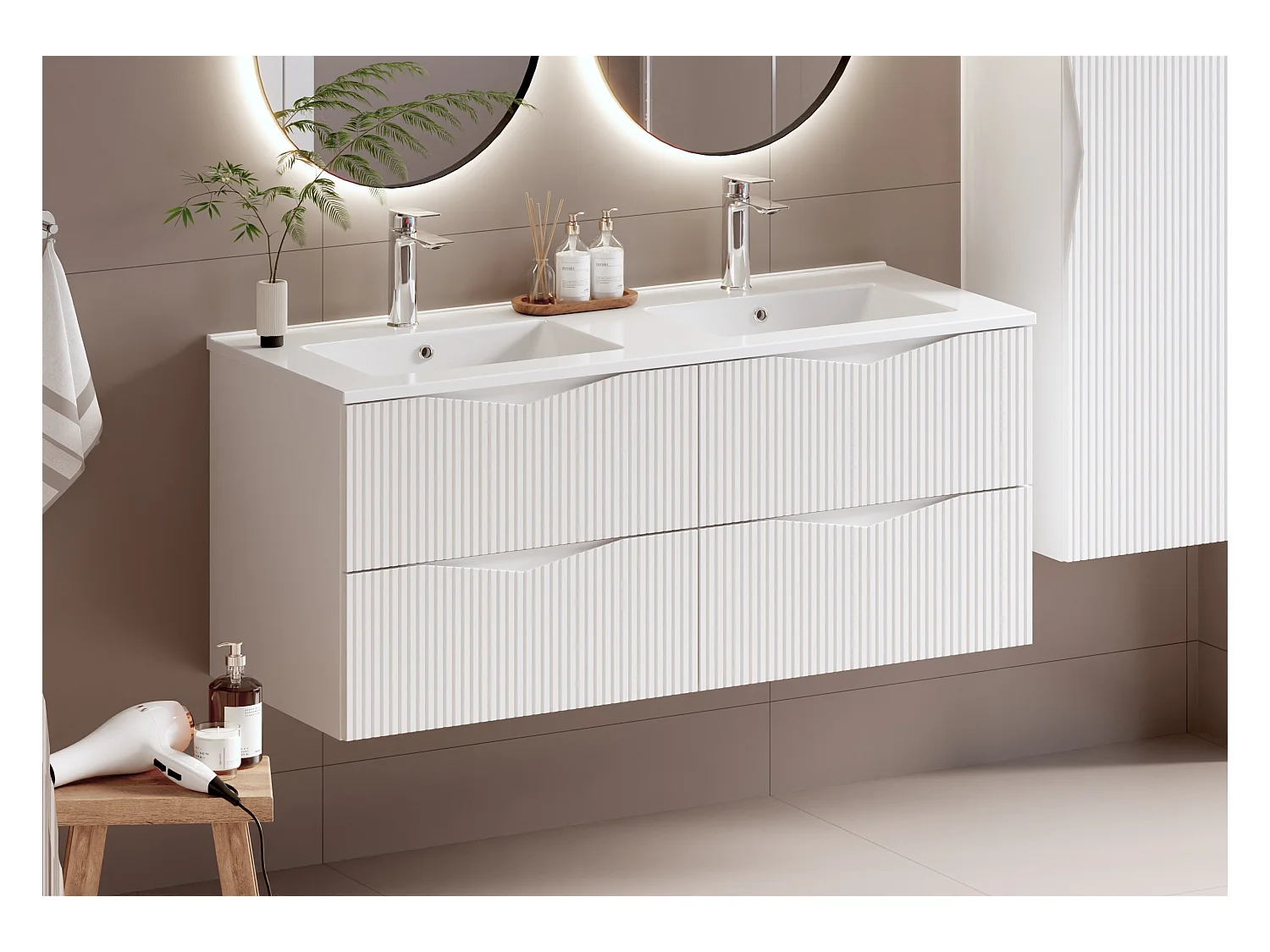 Meuble double vasque encastrée 120cm Tao Blanc