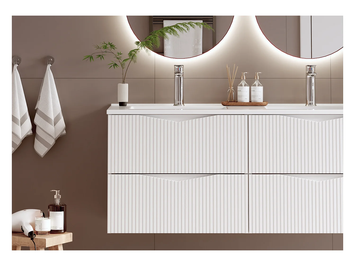 Meuble double vasque encastrée 120cm Tao Blanc