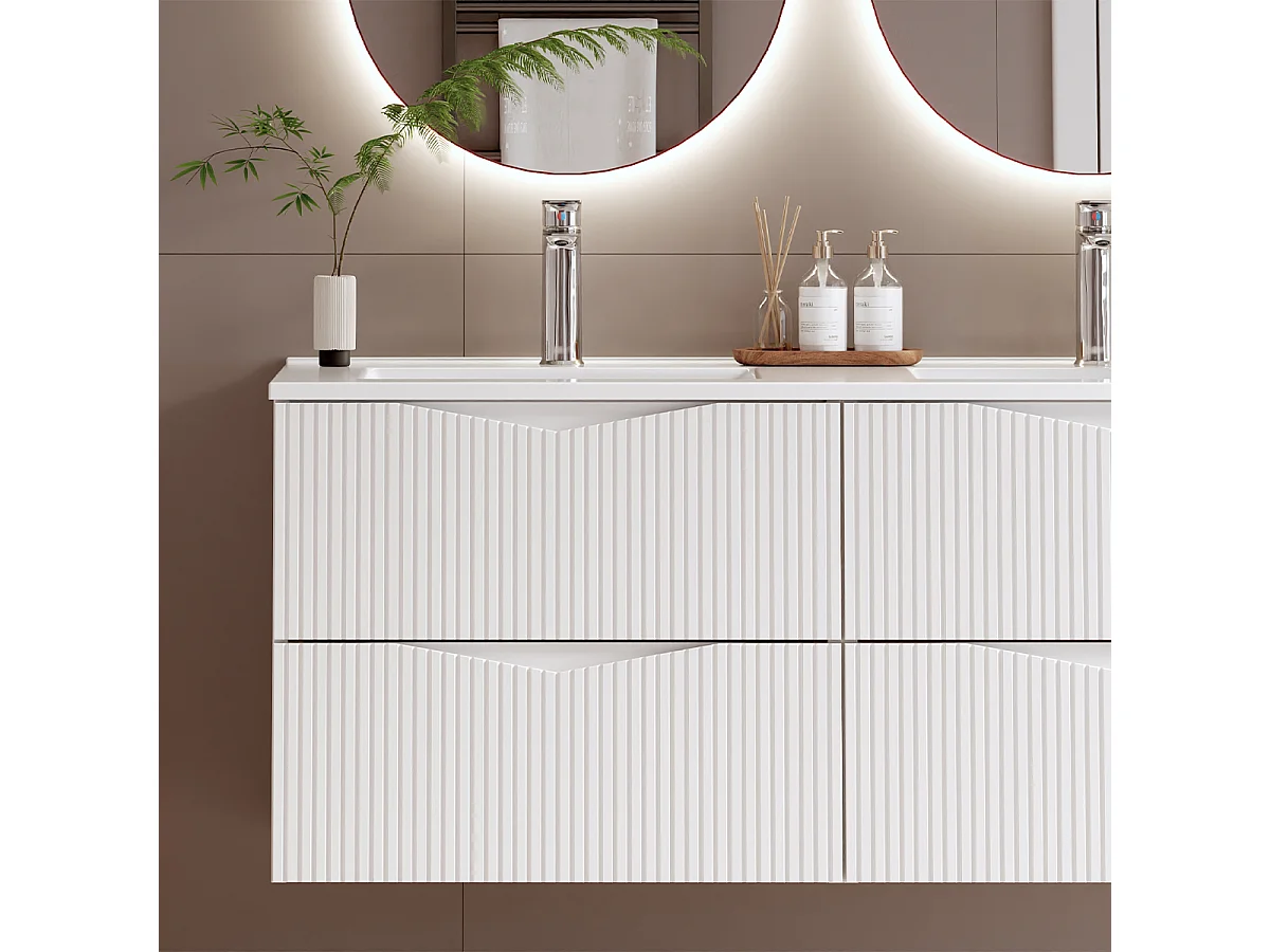 Meuble double vasque encastrée 120cm Tao Blanc
