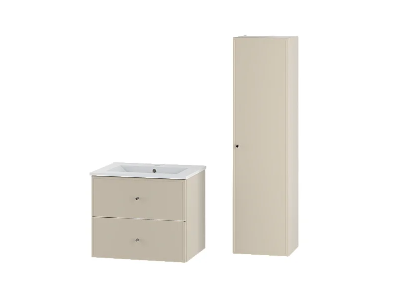 Kaschmir-Badezimmer-Set 60 cm Schrank mit Waschbecken und Hochschrank Marco