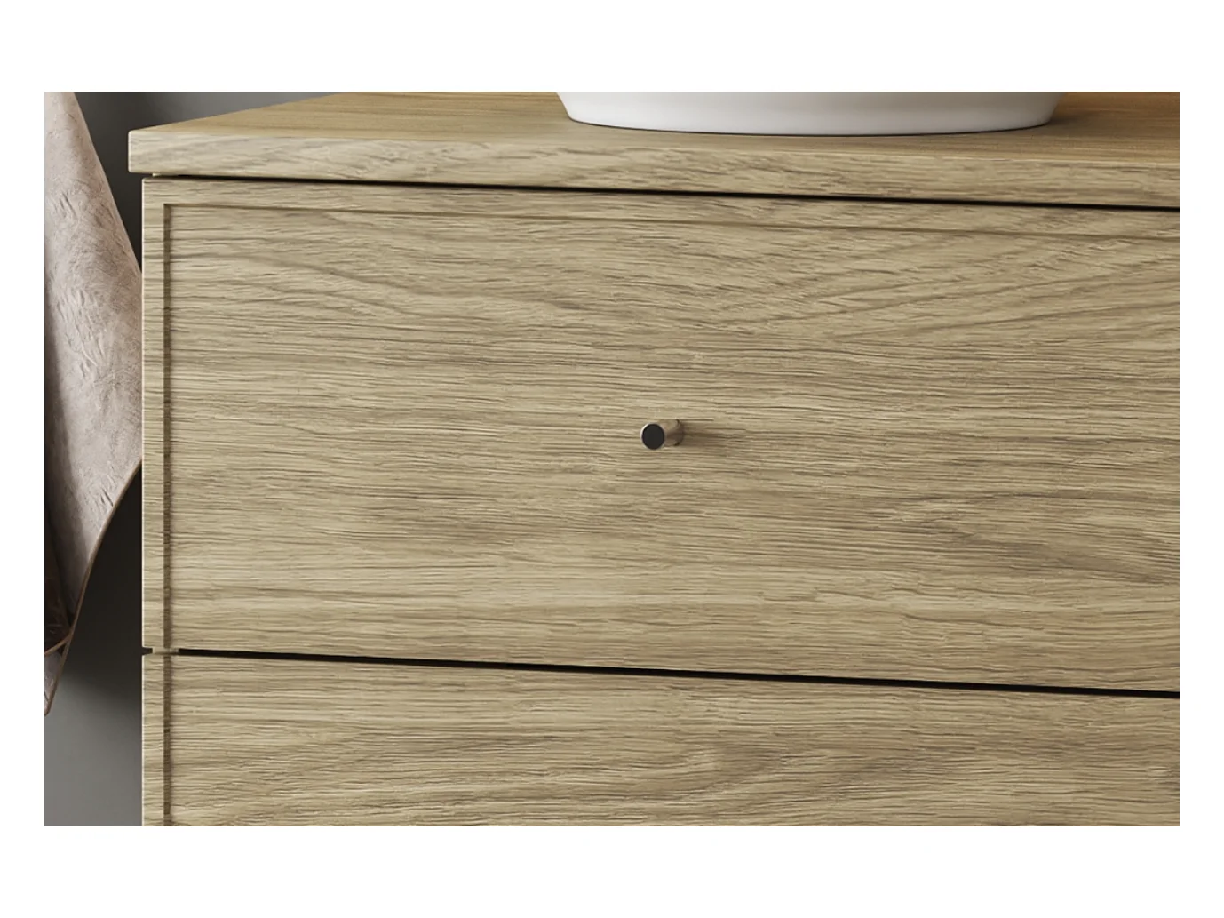 Ensemble pour salle de bain 80 cm Armoire avec plan de travail Lavabo Colonne Chêne huilé Marco