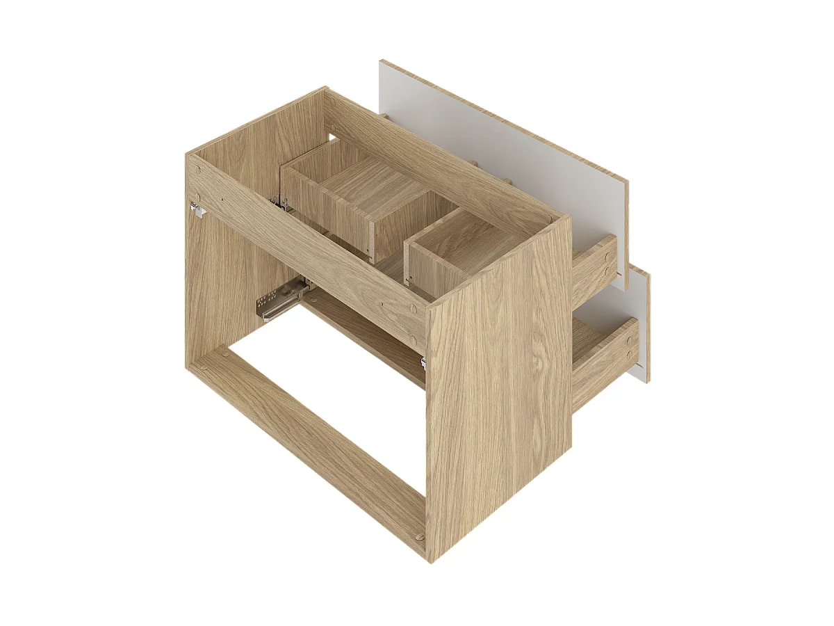 Ensemble pour salle de bain 80 cm Armoire avec plan de travail Lavabo Colonne Chêne huilé Marco