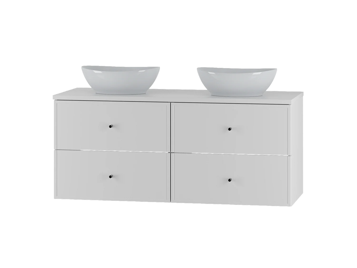 Weißes Badezimmer-Set 120 cm Schrank mit Arbeitsplatte und Waschbecken Marco