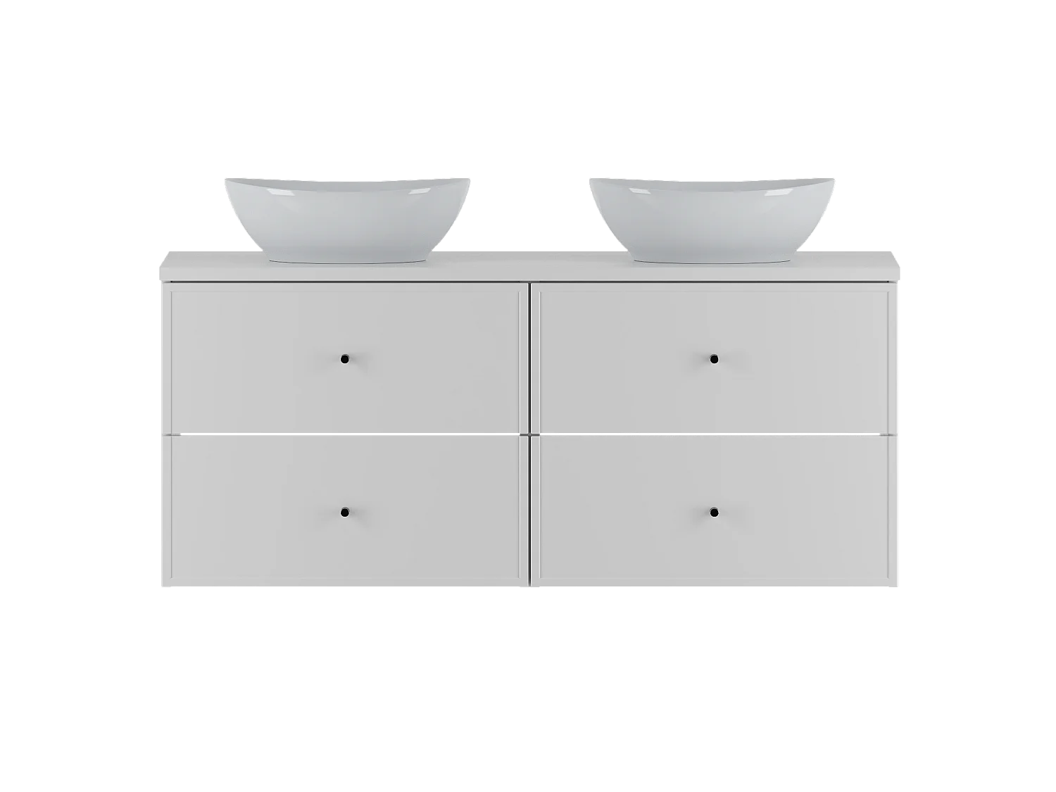 Weißes Badezimmer-Set 120 cm Schrank mit Arbeitsplatte und Waschbecken Marco