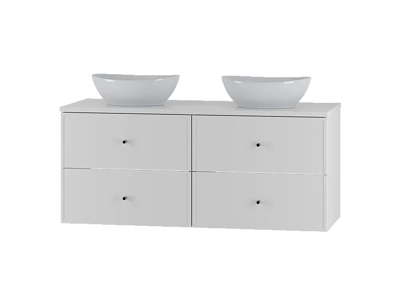 Biały Zestaw do Łazienki 120cm Szafka Blat Umywalka Marco