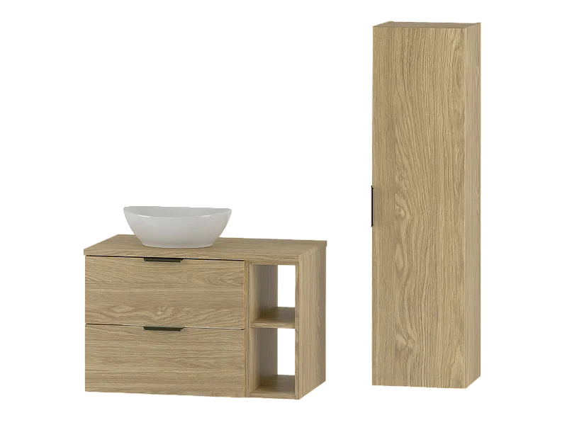 Set di mobili da bagno con lavabo Astrid marrone 80cm