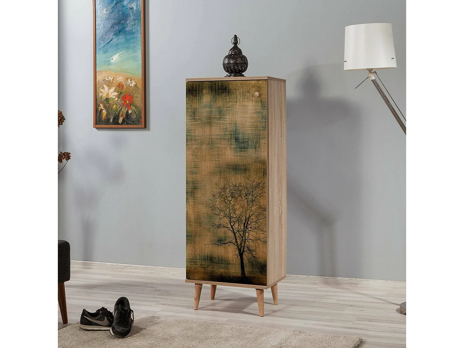 Étagère à chaussures Dacrydium, 7 niveaux, 38x50x135h cm Chêne Marron, Meuble à chaussures