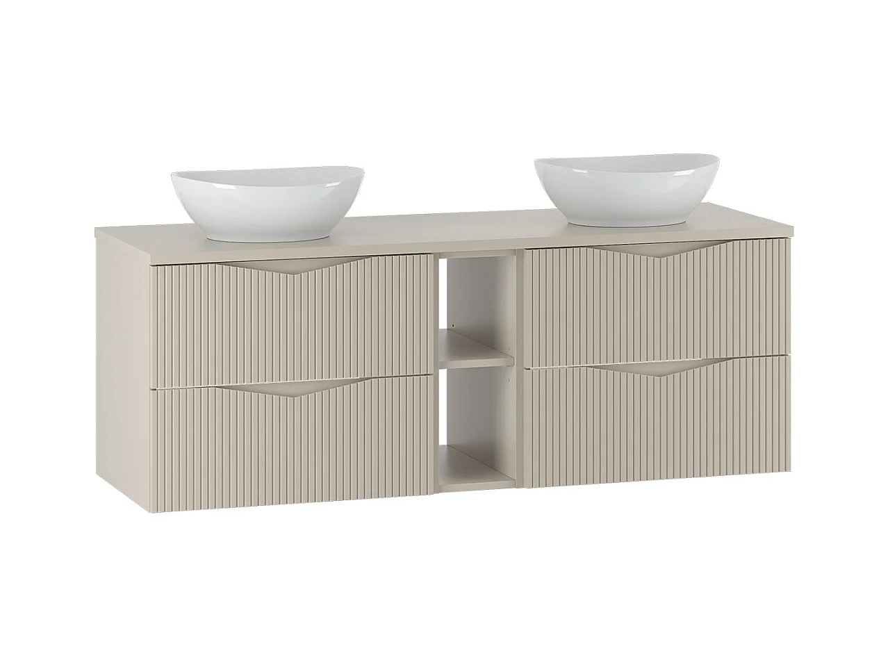 Meuble double vasque 140cm 2 niches Tao Cachemire