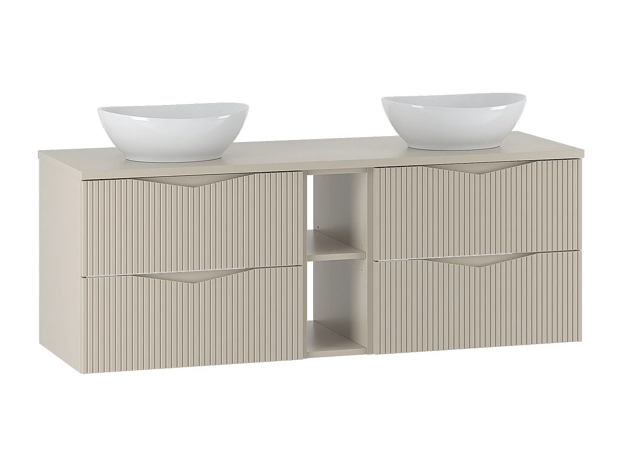 Double basin unit 140cm 2 niches Tao Cashmere