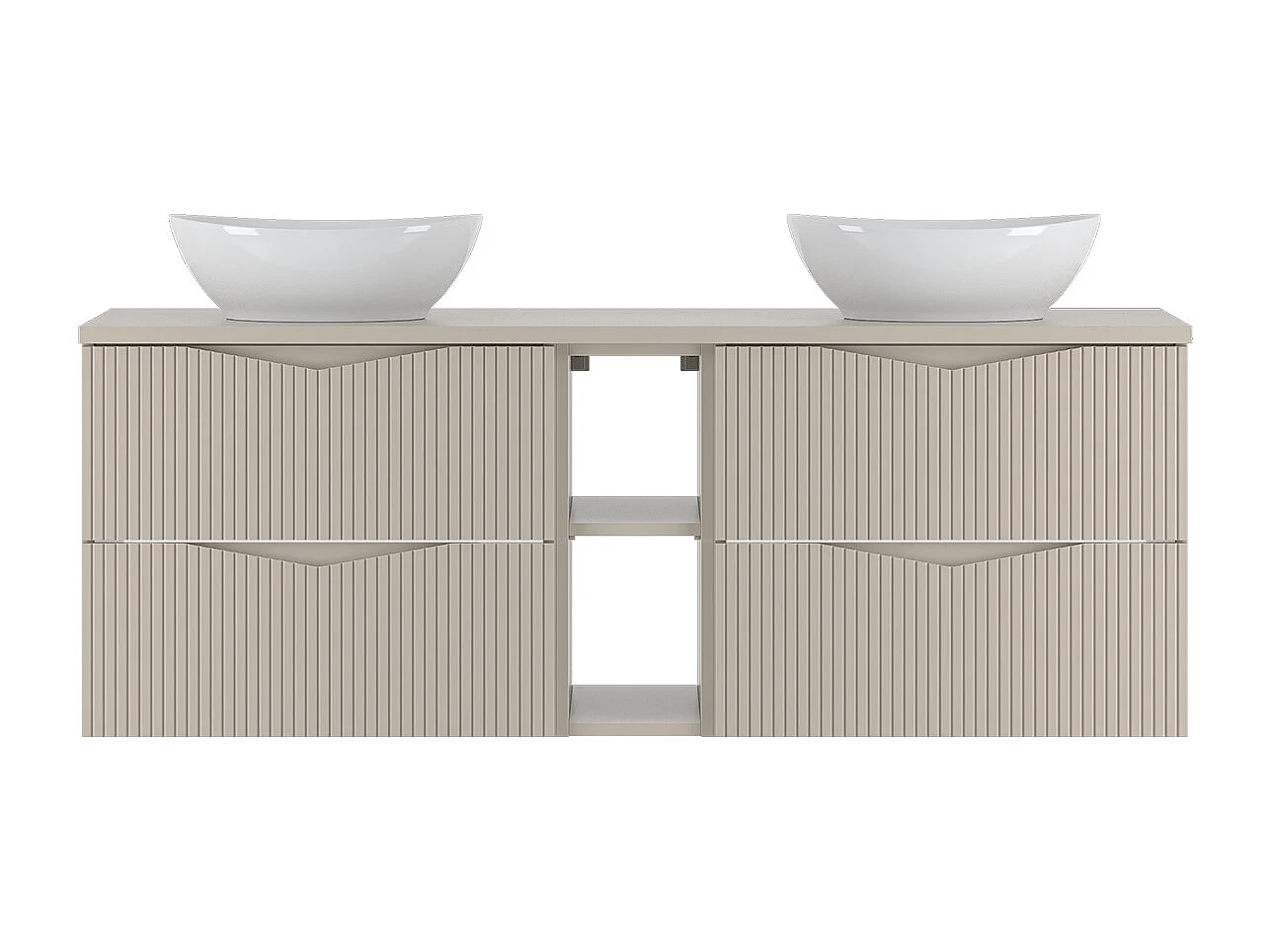 Double basin unit 140cm 2 niches Tao Cashmere