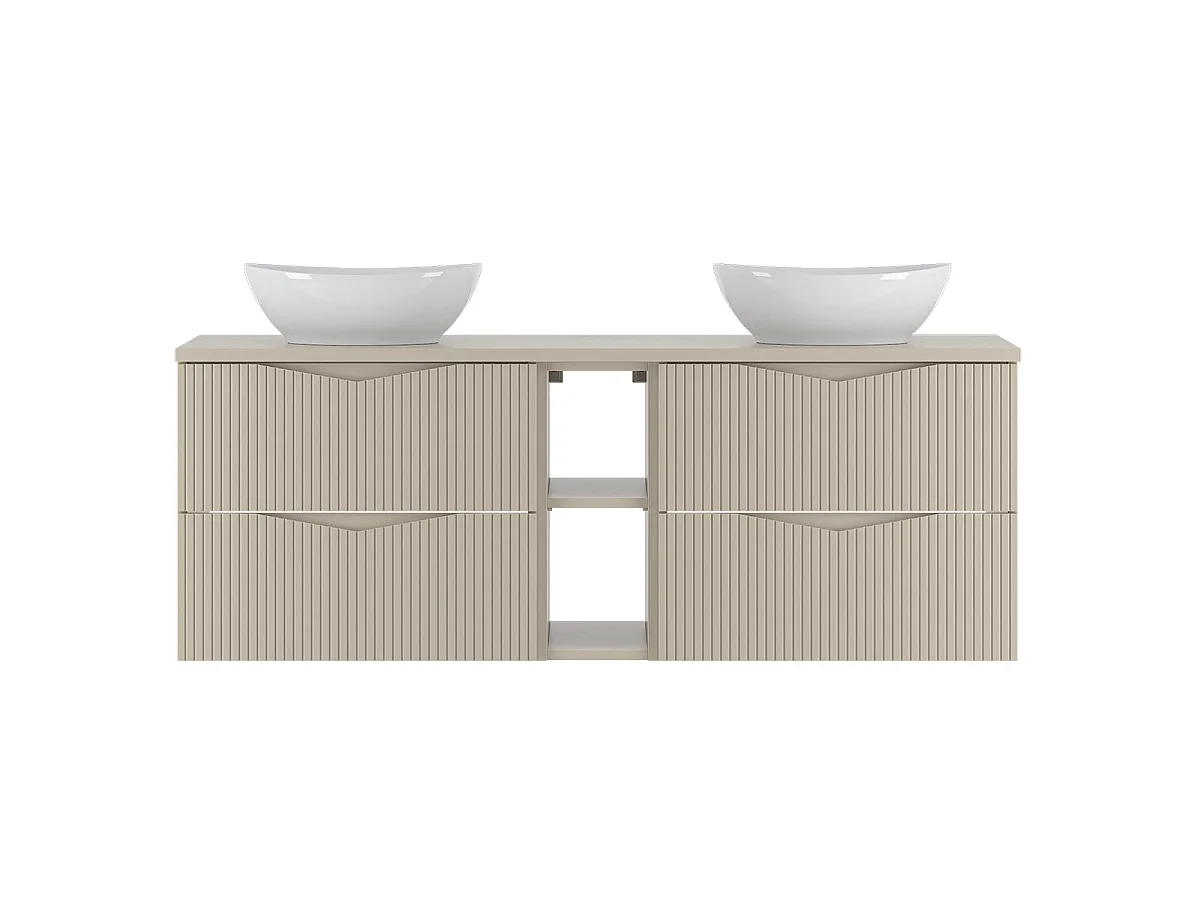 Meuble double vasque 140cm 2 niches Tao Cachemire