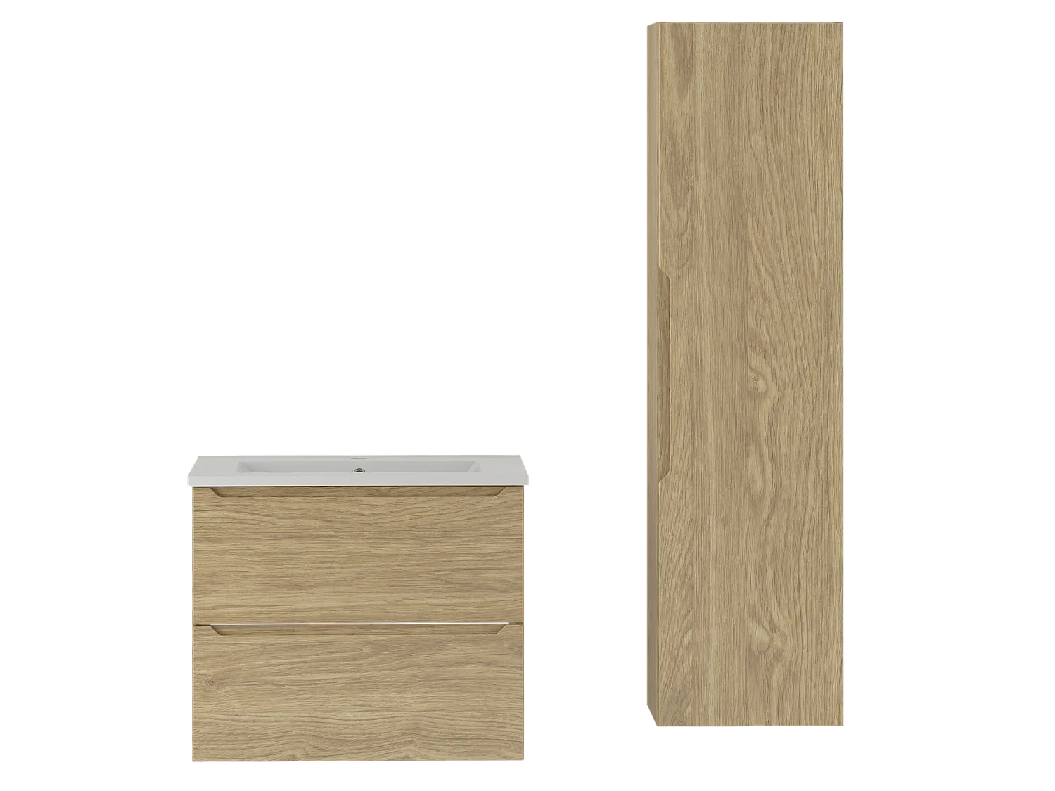 Ensemble pour salle de bain 60 cm Meuble avec lavabo Colonne Chêne huilé Etna