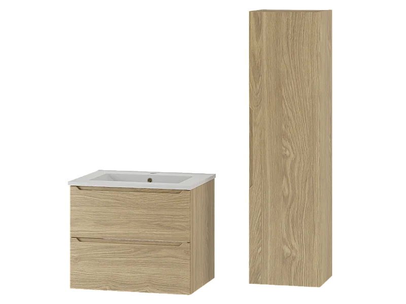 Conjunto de móveis de casa de banho com lavatório Viggo madeira 60cm