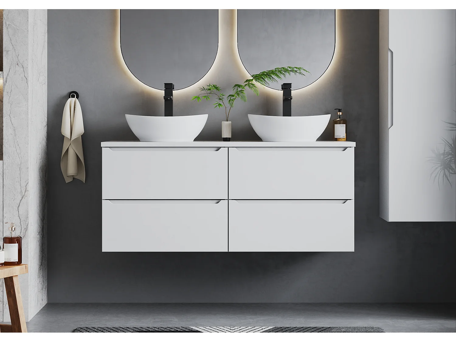 Wit badkamerset 120 cm Kast Wastafelblad Etna