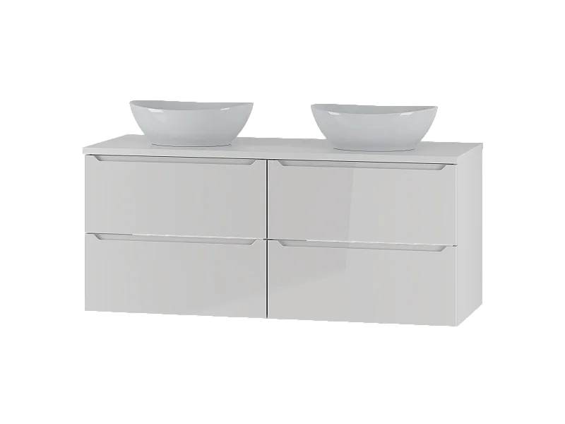 Weißes Badezimmer-Set 120 cm Schrank mit Arbeitsplatte und Waschbecken Etna