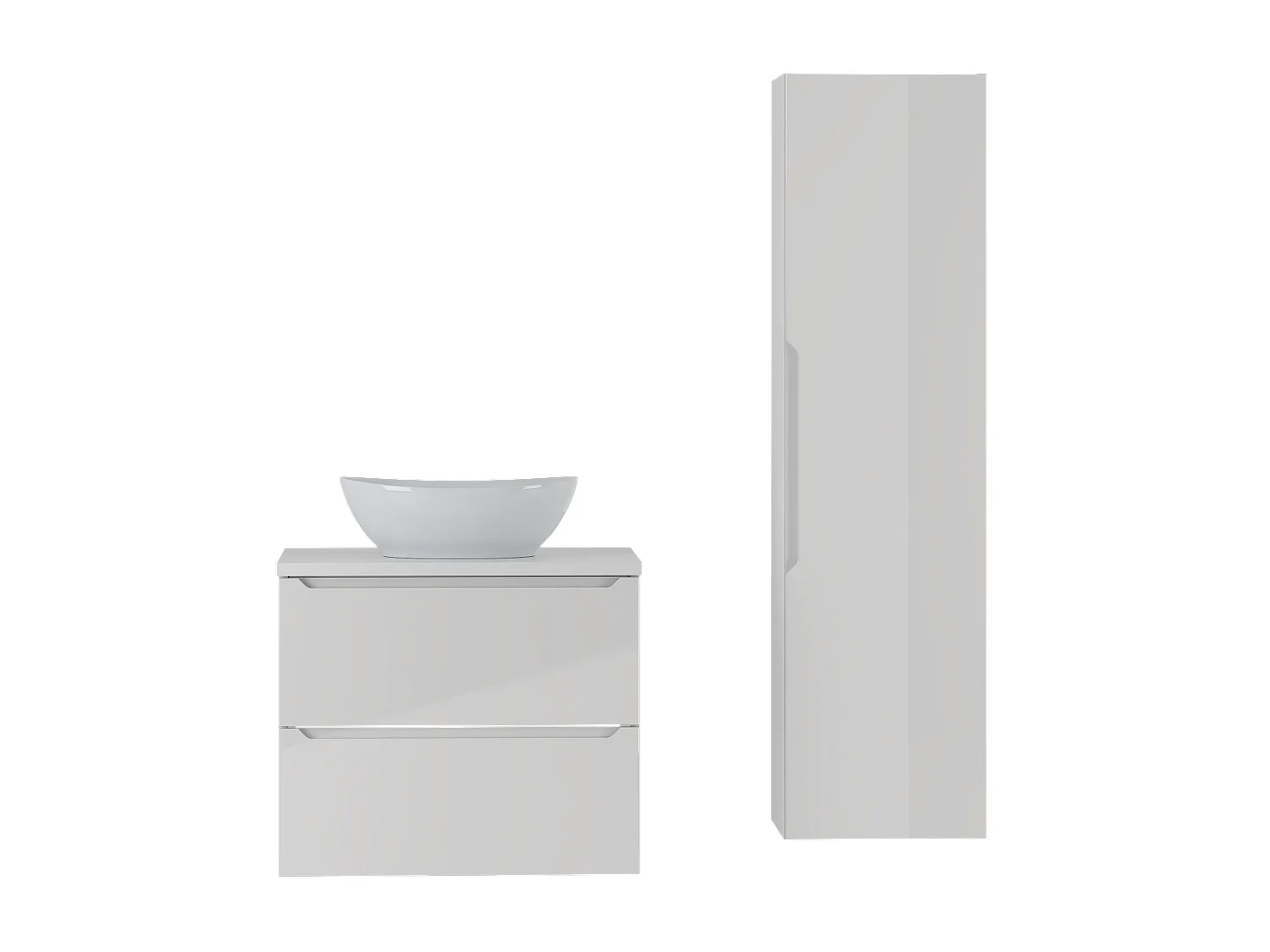 Ensemble de salle de bain blanc 60 cm Meuble avec plan de travail Lavabo Colonne Etna
