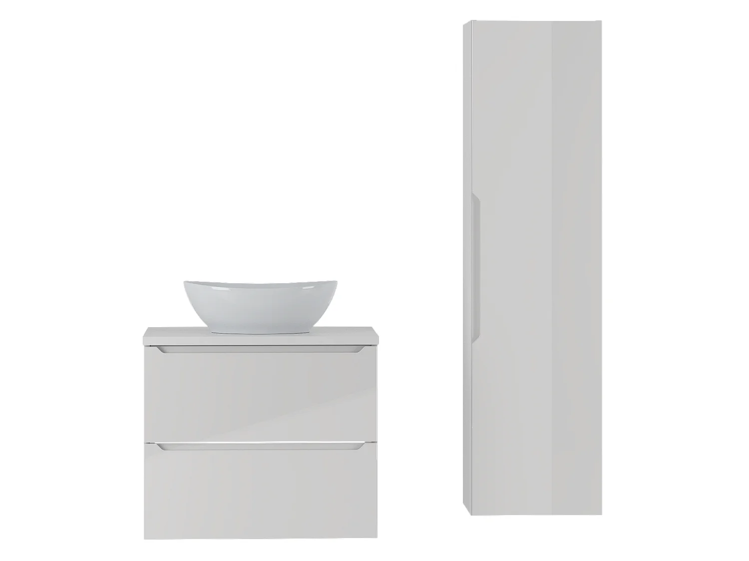 Witte badkamerset 60 cm Kast met wastafelblad Wastafel Etna