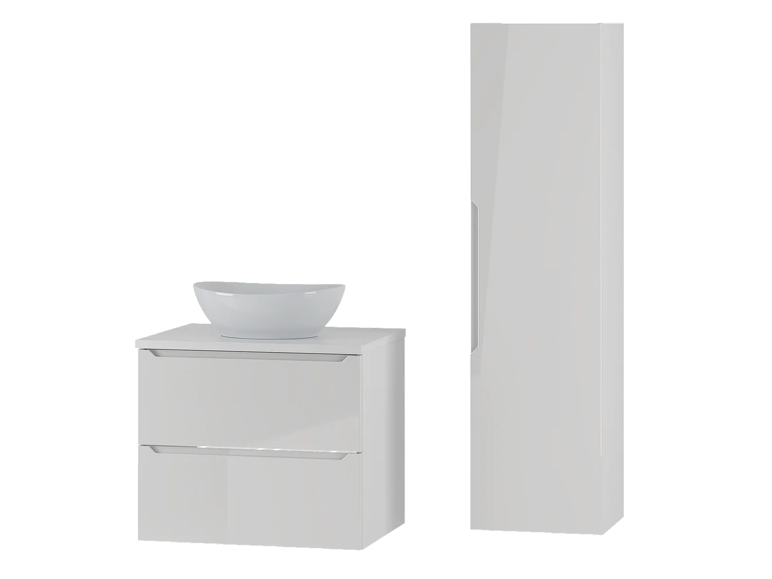 Ensemble de salle de bain blanc 60 cm Meuble avec plan de travail Lavabo Colonne Etna