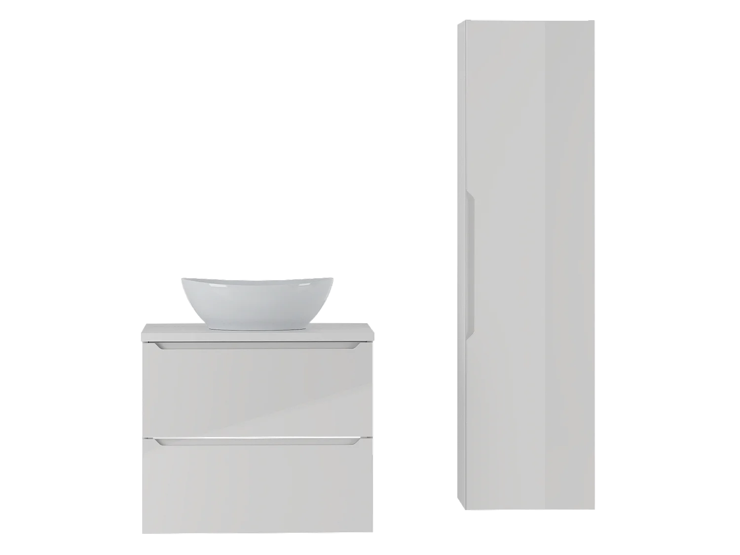 Ensemble de salle de bain blanc 60 cm Meuble avec plan de travail Lavabo Colonne Etna