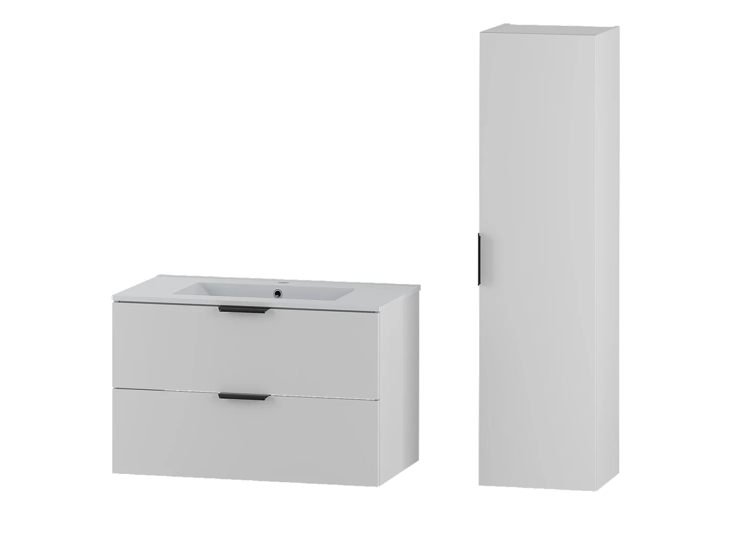 Ensemble de salle de bain blanc 80 cm Meuble avec lavabo Colonne Pile
