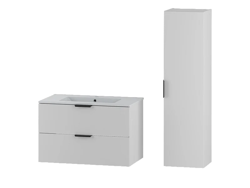 Ensemble de salle de bain blanc 80 cm Meuble avec lavabo Colonne Pile
