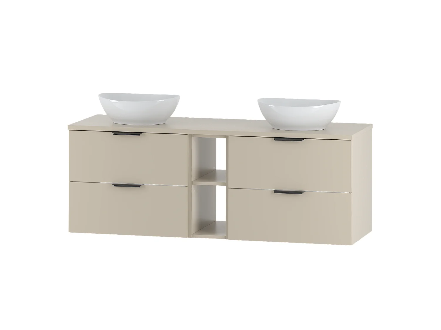 Ensemble de salle de bain en cachemire 140 cm Armoire Étagère Plan de travail Lavabo Pile