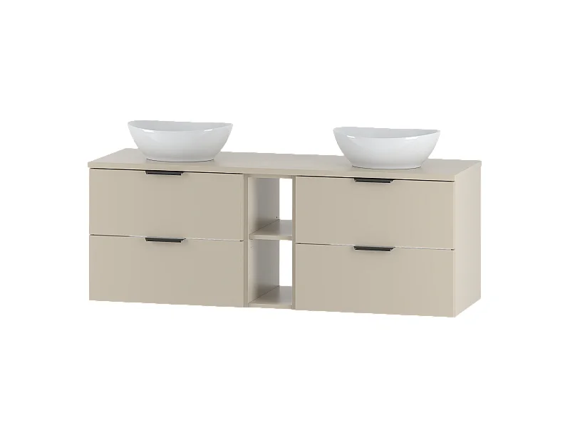 Ensemble de salle de bain en cachemire 140 cm Armoire Étagère Plan de travail Lavabo Pile