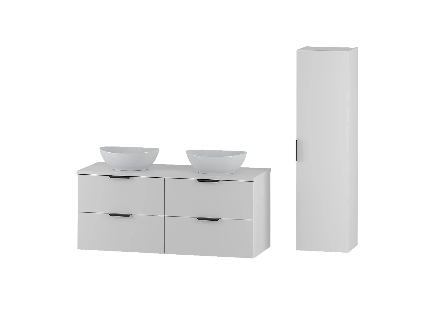 Ensemble de salle de bain blanc 120 cm Armoire Plan de travail Lavabo Colonne Pile