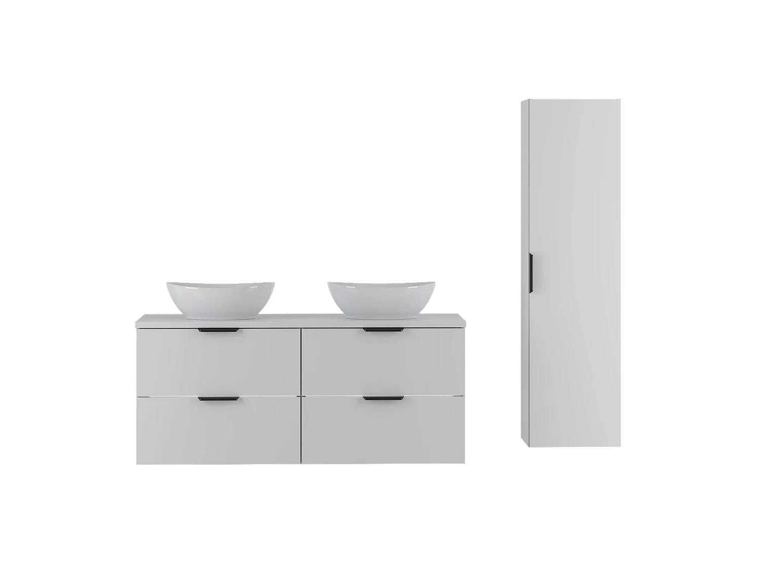 Ensemble de salle de bain blanc 120 cm Armoire Plan de travail Lavabo Colonne Pile