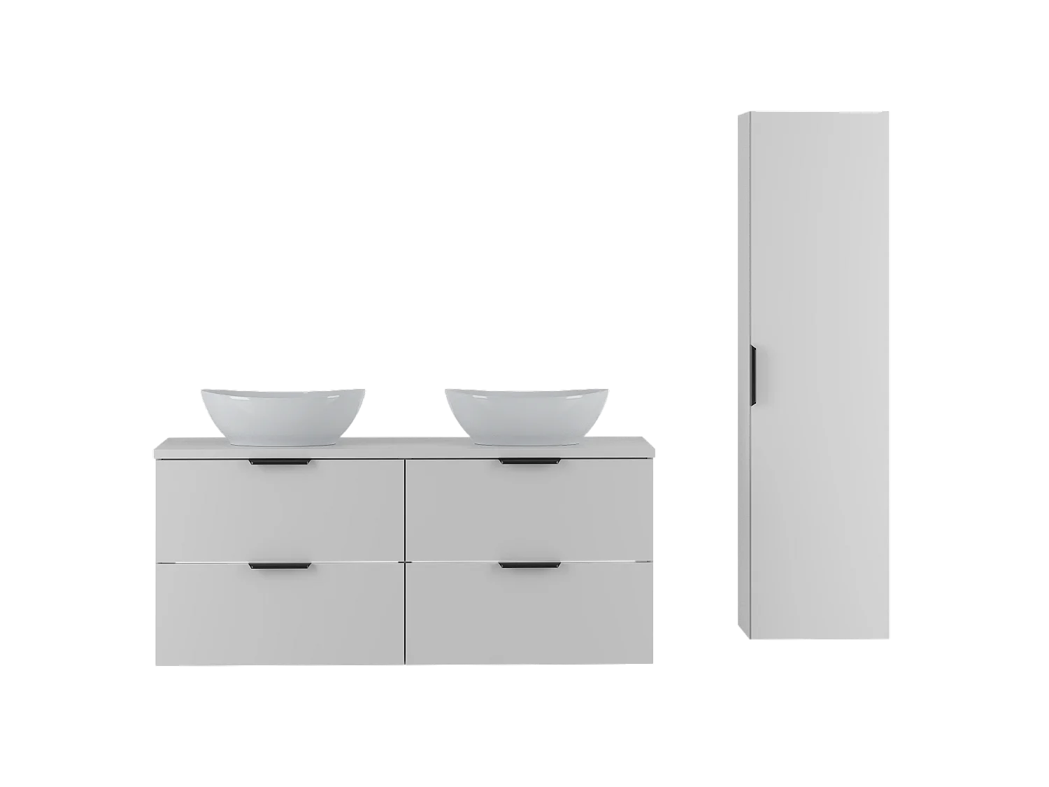 Ensemble de salle de bain blanc 120 cm Armoire Plan de travail Lavabo Colonne Pile