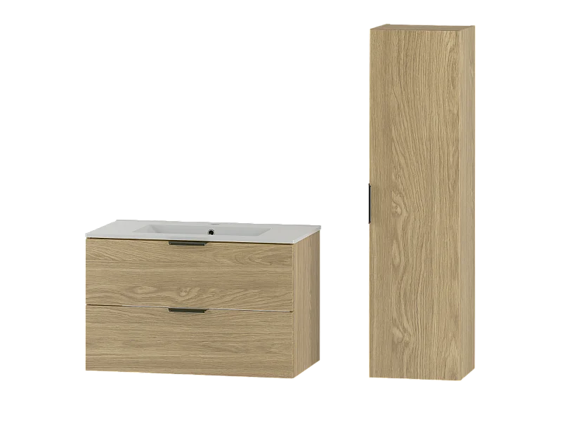 Set di mobili da bagno con lavabo Astrid marrone 80cm