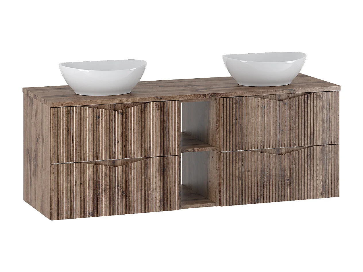 Double basin unit 140cm 2 niches Tao Wood