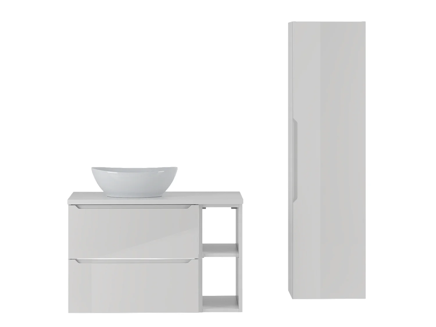 Ensemble de salle de bain blanc 80 cm Armoire Étagère Plan de travail Lavabo Colonne Etna