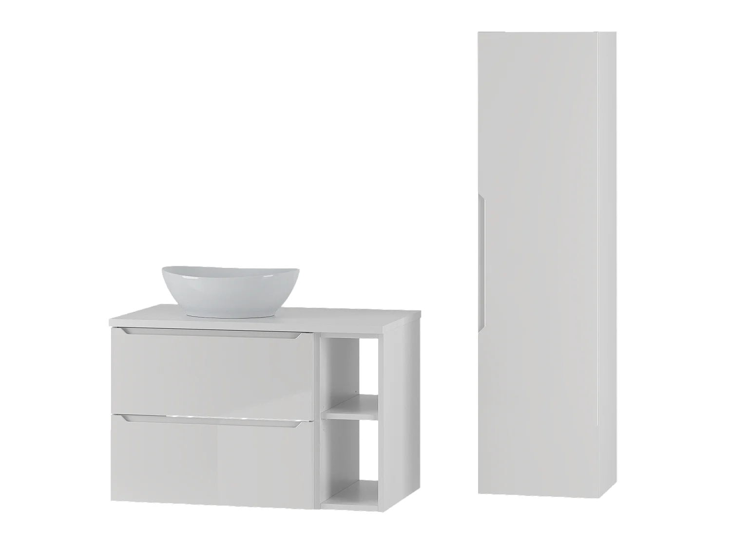 Ensemble de salle de bain blanc 80 cm Armoire Étagère Plan de travail Lavabo Colonne Etna