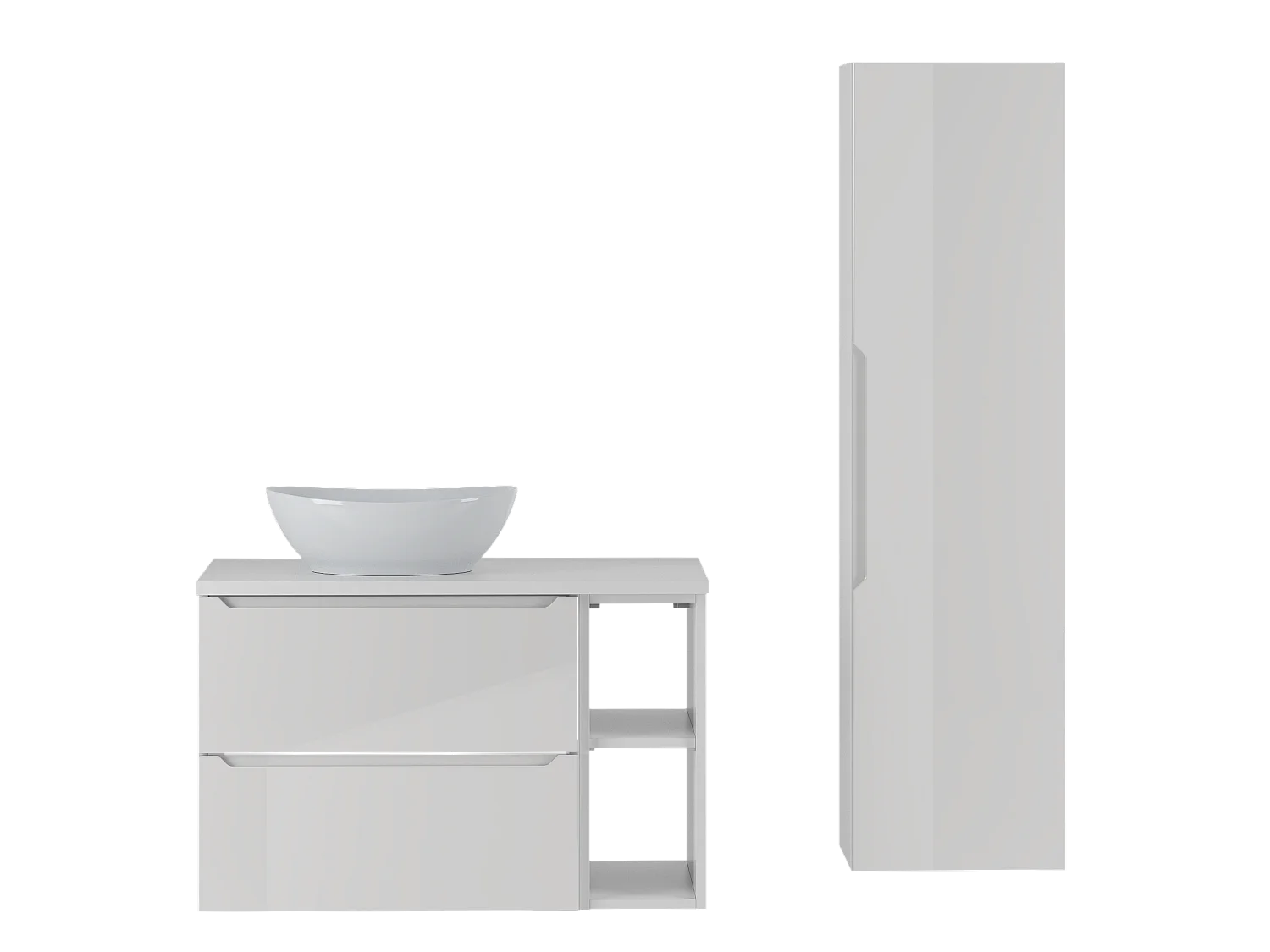 Ensemble de salle de bain blanc 80 cm Armoire Étagère Plan de travail Lavabo Colonne Etna