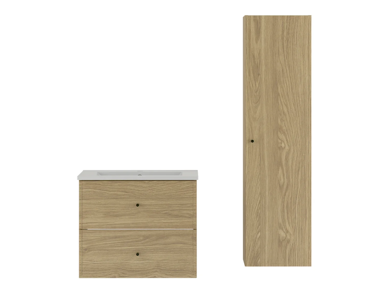 Badkamerset 60 cm Kast met wastafel Kolom Eiken geolied Marco