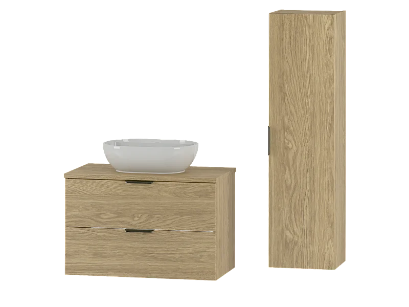 Set di mobili da bagno con lavabo Astrid marrone 80cm