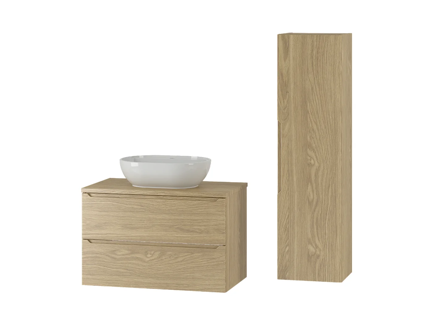 80cm enkele wastafel en Viggo houten badmeubel