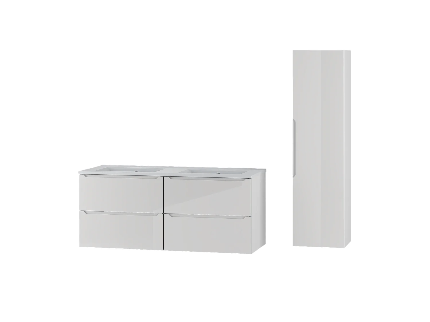 Ensemble de salle de bain blanc 120 cm Meuble avec lavabo Colonne Etna