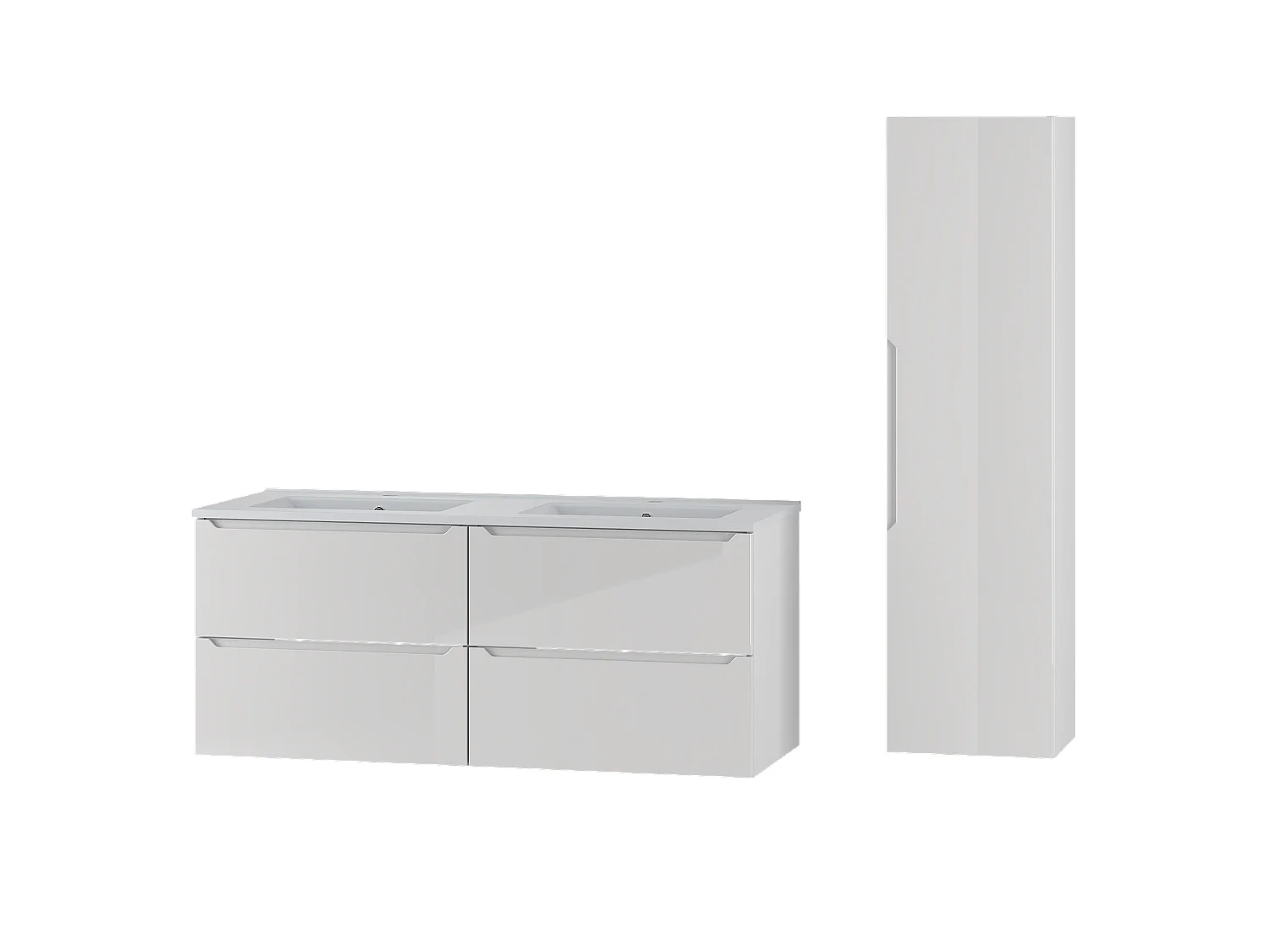 Ensemble de salle de bain blanc 120 cm Meuble avec lavabo Colonne Etna