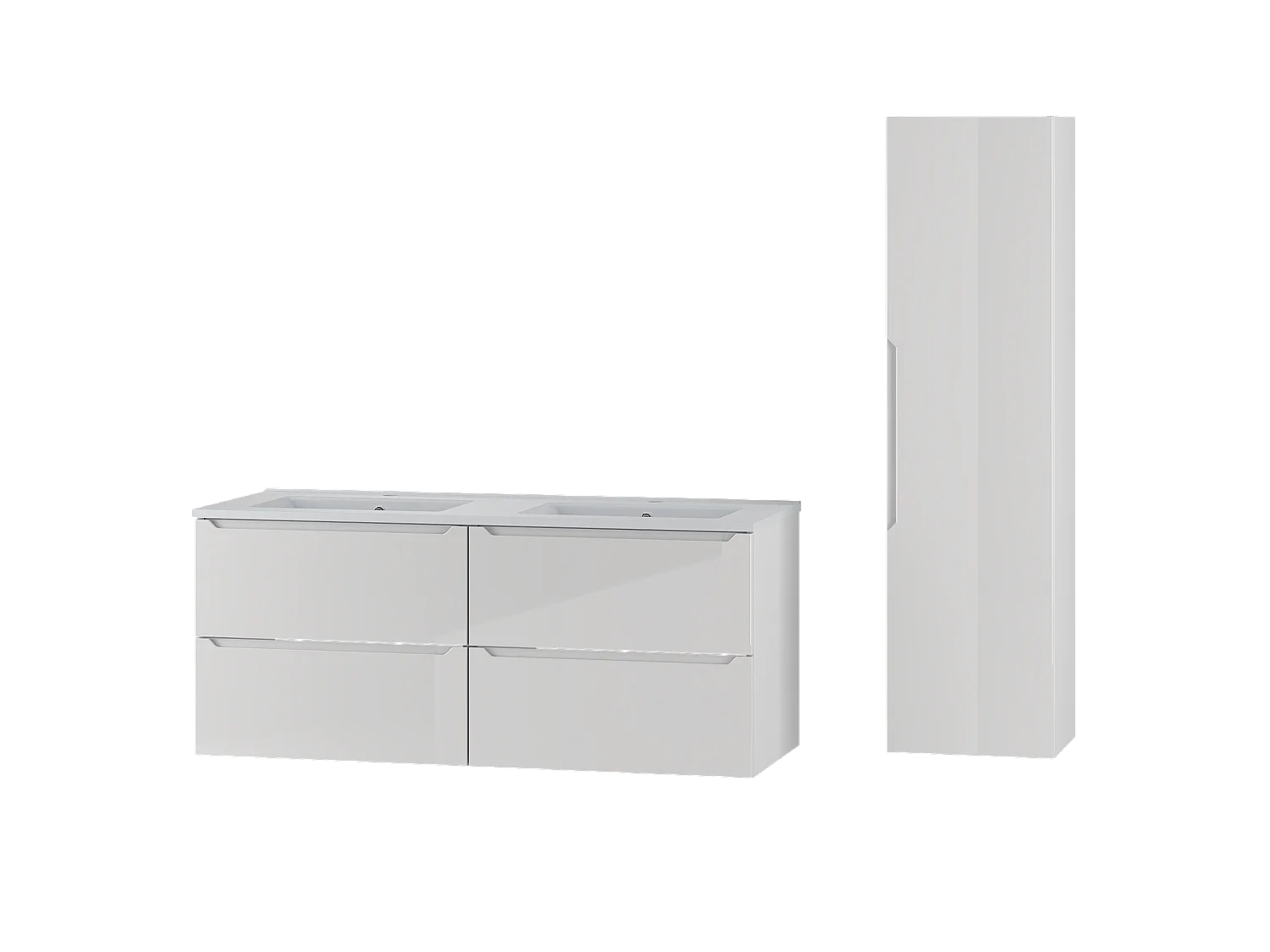 Wit badkamerset 120 cm Kast met wastafel Kolom Etna