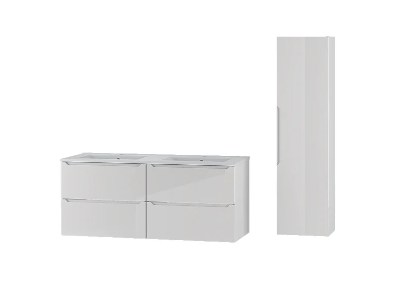 Ensemble de salle de bain blanc 120 cm Meuble avec lavabo Colonne Etna